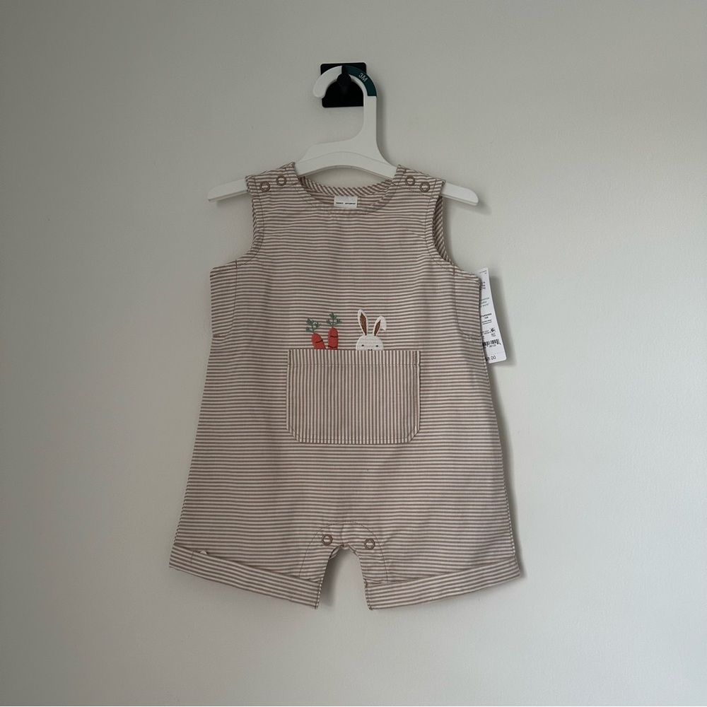 Carters Striped Tan Baby Romper
